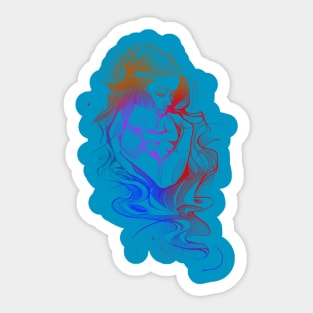 Mother Love  and baby colorful Sticker